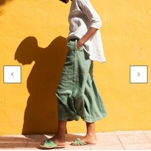 Not Perfect Linen - Wels Wide Leg Maxi Pants - Moss Green Linen - size M